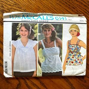 Vintage 1970s McCalls 6141 Sewing Pattern Women Size XS Tops Blouse Set COMPLETE